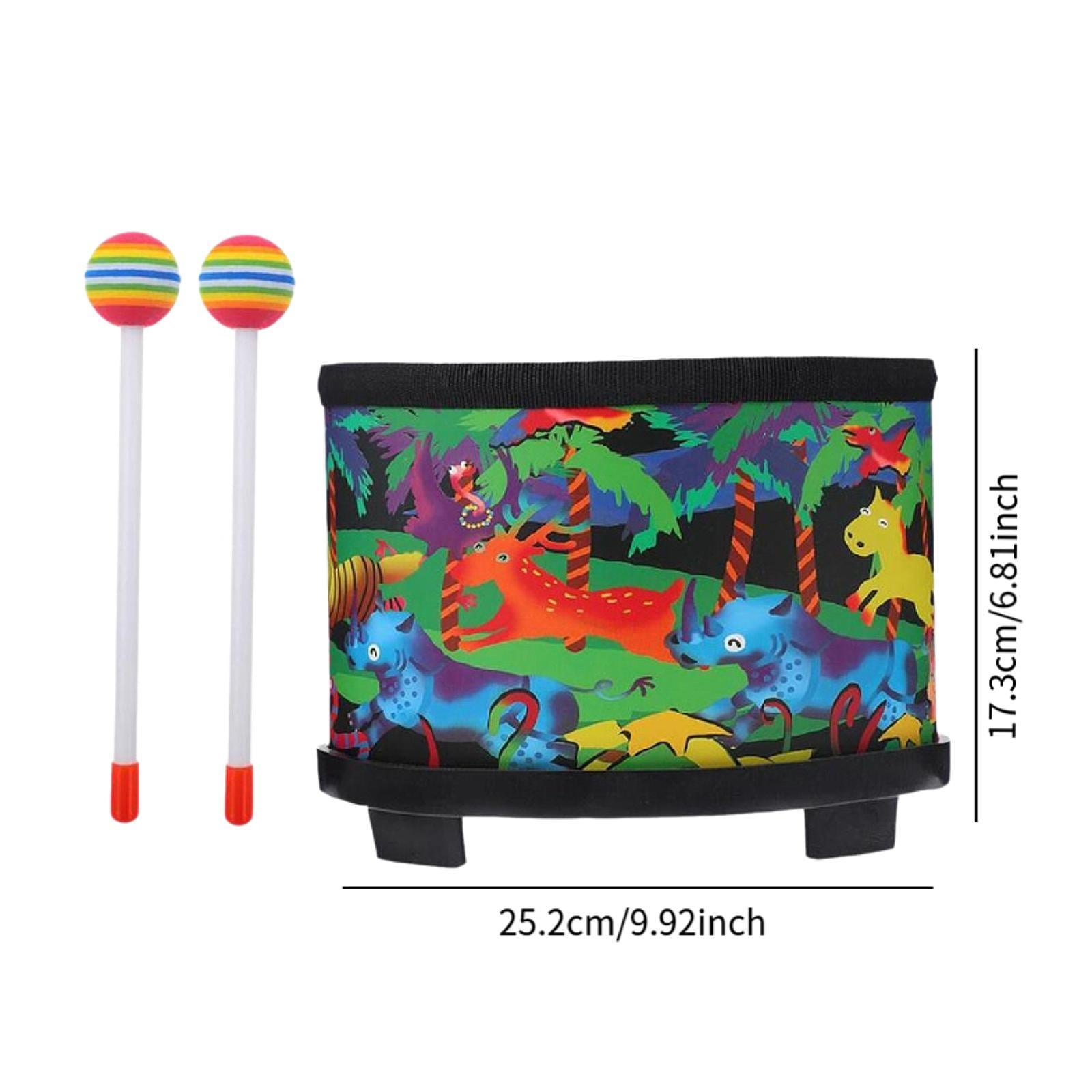 Kokiya Floor Tom Drum Kids Drum Toy 9.92inch Wood Bongo Drum for Holiday Toy Kids