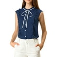 thumbnail image 1 of INSPIRE CHIC Women's Tie Neck Cap Sleeve Button Down Ruffle Summer Shirt, 1 of 6