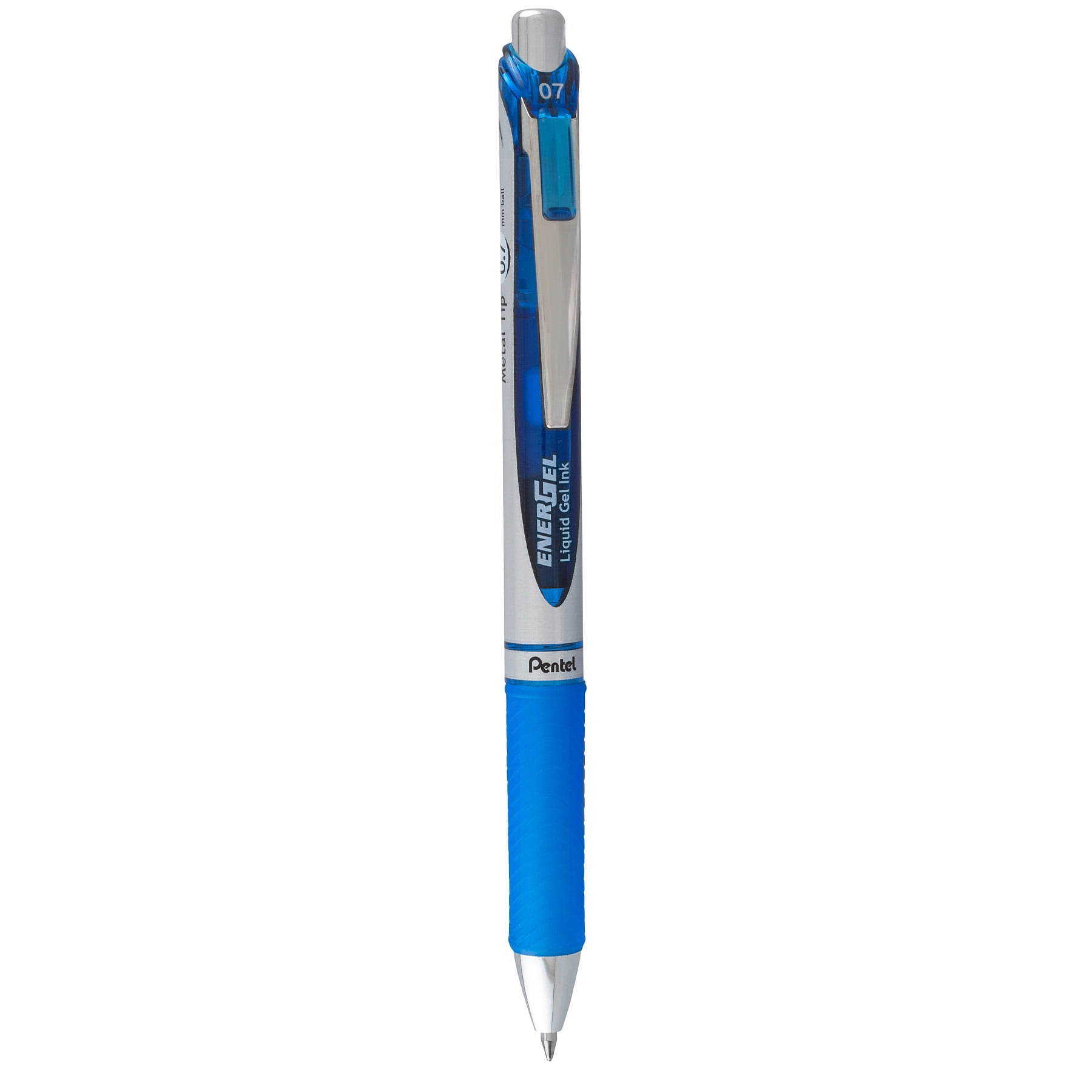 Pentel EnerGel RTX Retractable Liquid Gel Pen, (0.7mm) Metal Tip, Medium Line, Blue Ink, 1 Dozen