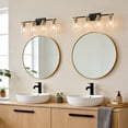 thumbnail image 4 of Deyidn 4-Light Black and Gold Dimmable LED Vanity Light with Clear Glass Shades, 4 of 10