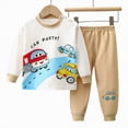 thumbnail image 4 of HCNTES Toddler Boy Pajamas Sleepwear Outfits Set Cute Soft Long Sleeves Top and Casual Pants Sweatsuit 2 Piece Fall Winter Clothing Set for Kids(Khaki,12-18 Months), 4 of 4