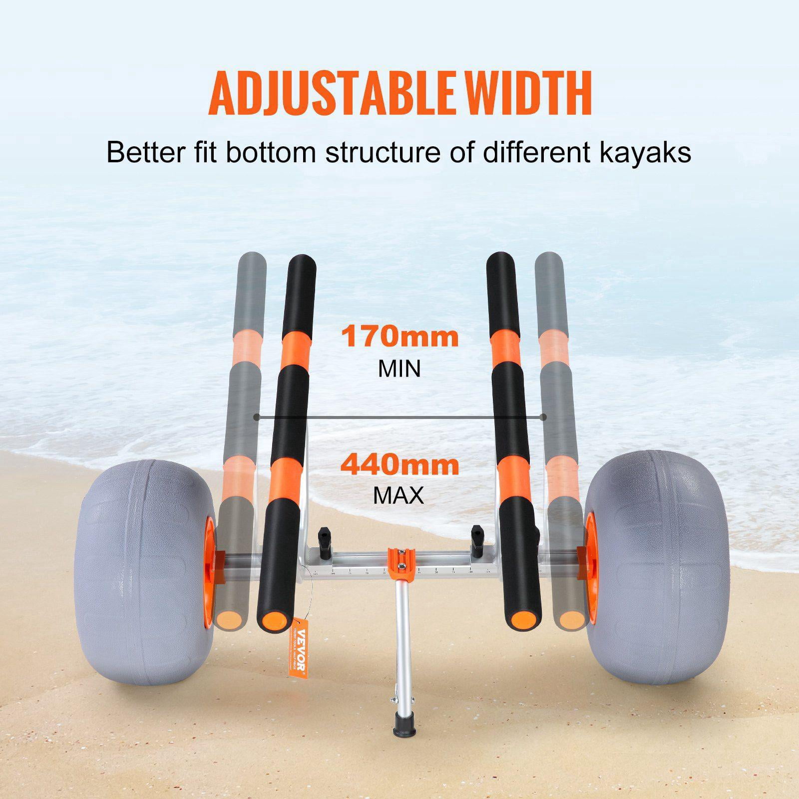 Heavy Duty Foldable Kayak Cart 12 Inch Tires Adjustable Width 6.69 to 17.32 Inches 350 Lb Capacity for Kayaks Canoes Paddleboards Float Mats Jon Boats