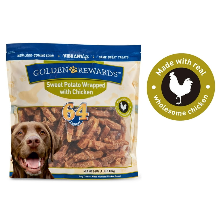 Golden rewards sweet potato wrapped with chicken dog treats 32 oz 2025