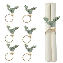 Iumwxz Set of 6 Leaf Napkin Rings with Faux Leaves Rope for Christmas Thanksgiving Wedding Table Decor Boho Holiday Dining Spring Easter Party Accents
