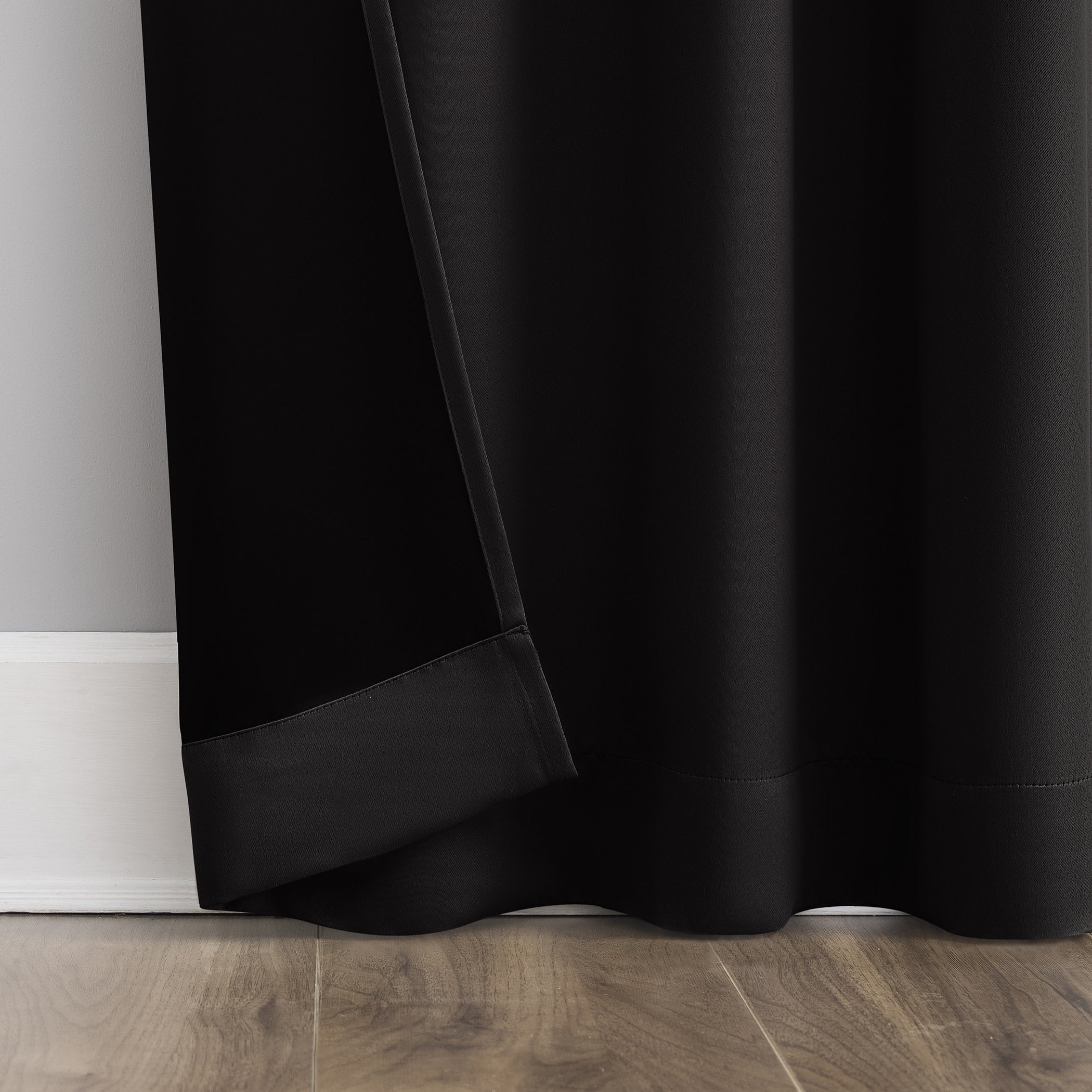 Sun Zero Laredo 2-pack 100% Blackout Rod Pocket Curtain Panel Pair, 37"x63", Black