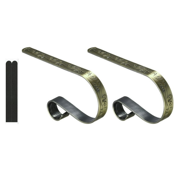 Christmas Stocking Holders, 2pcs Stocking Holder Stand Metal Hooks for Fireplace Decorations, Nickel
