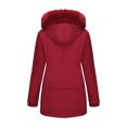 thumbnail image 6 of Waterproof Windproof Women's Hooded Parka Jacket Outwear Long Sleeved Solid Color Pocket Coat Outerwear for Outdoor Hiking Winter | CSEONE,Wine L, 6 of 8