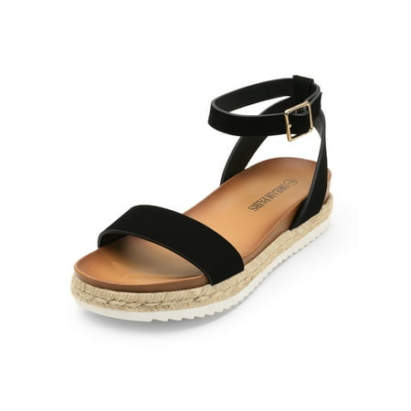 

Women‘s Silver Pu Open Toe Ankle Strap Espadrille Flatform Platform Sandals Women‘s Footwear