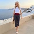 thumbnail image 2 of DARING DIVA Women's Casual Foldover Waistband Capris Legging L Dark Gray and Red, 2 of 5