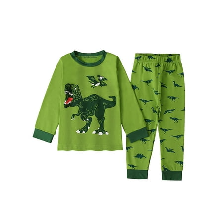 

Boys Pajamas Set Baby Dinosaur Prining Round Collar Pullover and Pants
