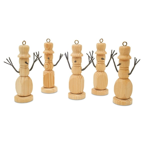Wood Snowman Ornaments for Christmas Trees 4-1/4-inch, Pack of 25 Small Christmas Ornaments, Snowman Decor for Crafts, by Woodpeckers