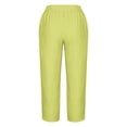 thumbnail image 5 of Diufon Womens Plus Size Pants Solid Color Wide Leg Pants Casual Linen Capris Pants with Pockets, 5 of 5