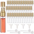 thumbnail image 2 of 100PCS Mini Spray Bottles, 0.17oz/5ml Refillable Glass Perfume Bottles, Portable Travel Sample Containers with Caps, Fine Mist Atomizers with 4 Funnels and 4 Dispensers, Gold, 2 of 6