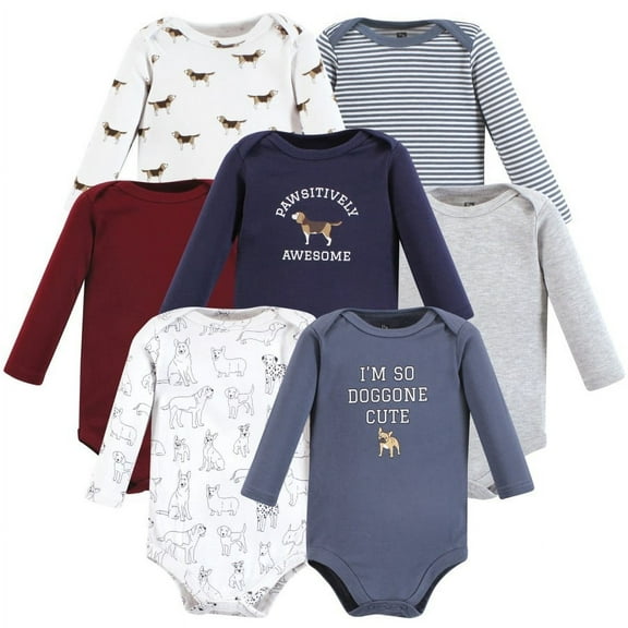 Hudson Baby Cotton Long-Sleeve Bodysuits, 7-Pack, Newborn-24 Months
