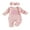 Pink, variant on Gzhioc Newborn Baby Girl Fall Romper Bow Letter Embroidered Waffle Knit Long Sleeve Jumpsuit with Matching Headband 2 Piece Set
