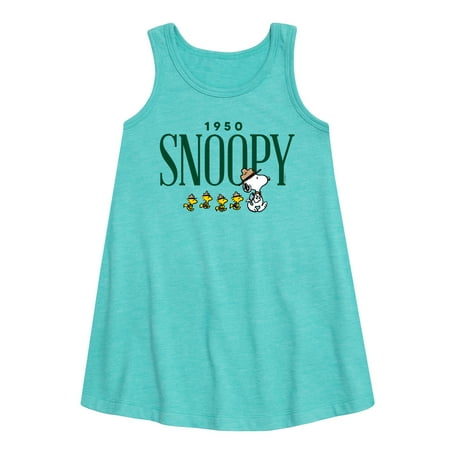 

Peanuts - 1950 s Camper Snoopy - Toddler and Youth Girls A-line Dress