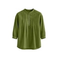 thumbnail image 6 of WTXUE Linen Blouses for Women 3/4 Sleeve Tops Tunic Shirts Pleated Shirts Peasant Summer Outfits Pleated Tops Bohemian Tops Casual Office Work Shirt Work Business Blouses Fashion Tops Green S, 6 of 6
