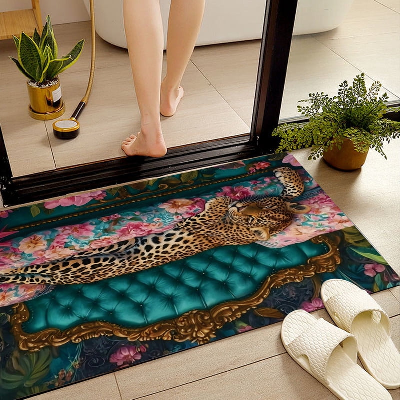 JML Doormat, Microfiber & Non-Slip Rug Mats for Porch Entry Way - Outdoor Indoor Front Door Mat, (16"x24") - Leopard