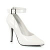 Womens White Pumps 5 Inch Heels Buckle Ankle Strap Dressy Shoes Classy Patent