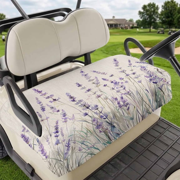 Golf Cart Seat Covers for 2 Seater,Purple Spring Floral Microfiber Cart Seat Towel Blanket,Summer Flowers Botanical Rustic Absorbent Breathable Non Slip Bench Seats Protector for Golf Course 51"x31"