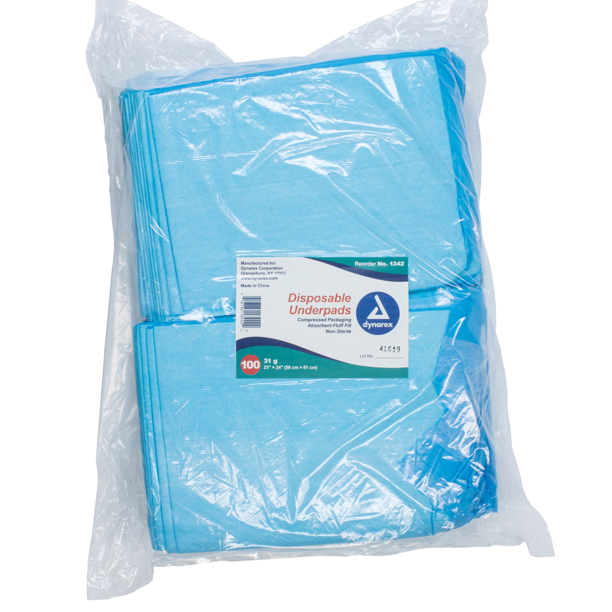 'Case of 200 Dynarex CHUX Disposable Underpads, 23" X 24", Light