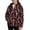 Black Candy Cane Bow Holly Star, variant on Red Santa Claus Tree Sock Snowflake Christmas Print Girls Quilted Hooded Jacket, Xmas Warm Padded Winter Coat with Zipper and Pockets, Windproof & Water Resistant Long Sleeve Outerwear, XL