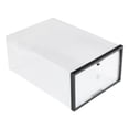 thumbnail image 2 of Storage Case  Plastic Shoes Box Clear Foldable Plastic Drawer Shoe Storage Case Stackable Box Organizer Black, 2 of 8