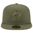 thumbnail image 2 of Men's New Era Olive Miami Marlins Color Pack A-Frame 59FIFTY Fitted Hat, 2 of 5