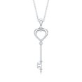 thumbnail image 2 of Rosec Jewels Heart Key Pendant Necklace with Diamond for Women (HI-SI Quality) - Chain included - Ready to Gift with Jewelry Box, 925 Sterling Silver, 2 of 6