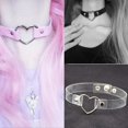 thumbnail image 2 of HAOAN Multi Color Women Men Gothic Punk Rivet Heart-Shape Leather Collar Choker Necklace Circle Lady Collares Accessories Black, 2 of 9