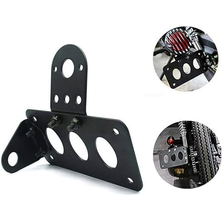 Black 3/4" Tail Light Side Mount License Plate Bracket Horizontal Vertical Holder