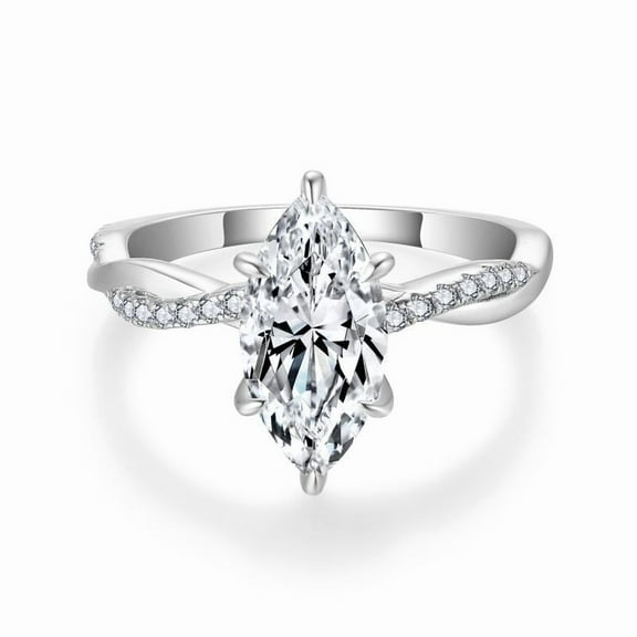 2 Carat Moissanite Rings for Women Bridal Set D Color VVS1 925 Silver Lab Created Diamond Engagement Rings Set Marquise Cut Stackable Eternity Bands with Certificate