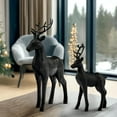 thumbnail image 4 of Black Christmas Reindeer for Winter – Set of 2 Xmas Reindeer Figurines – Modern Black Christmas Deer Statues for Living Room, Mantel Table Christmas Decor Indoor, 4 of 7