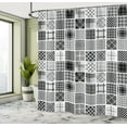 thumbnail image 5 of Ambesonne Grey Shower Curtain, Plaid Patchwork Retro, 69"Wx84"L, White Black Grey, 5 of 5