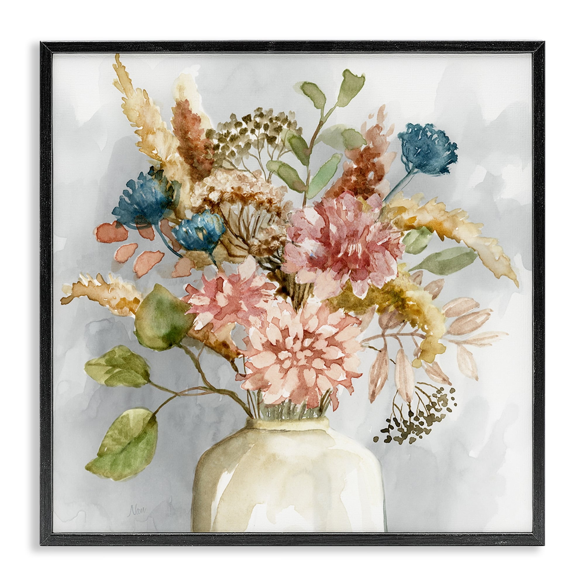 Stupell Industries Wildflower Watercolor Bouquet Country Vase Floral Painting, 17 x 30,Design by Nan