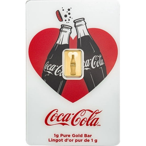 1 Gram Gold Bar PAMP Coca-Cola Valentine’s Love Bar .9999 Fine In Assay