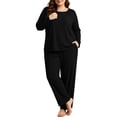 thumbnail image 5 of NominalSnug Plus Size Pajamas for Women Set Ribbed Knit Pjs Womens 2 Piece Long Sleeve Pajama Sets with Pockets Sleepwear, 5 of 8