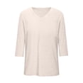 thumbnail image 4 of BLVB Womens Plus Size T-Shirts V Neck 3/4 Sleeve Tops Spring Fall Shirts Casual Basic Loose Fit Tunic Tees Clothes, 4 of 6