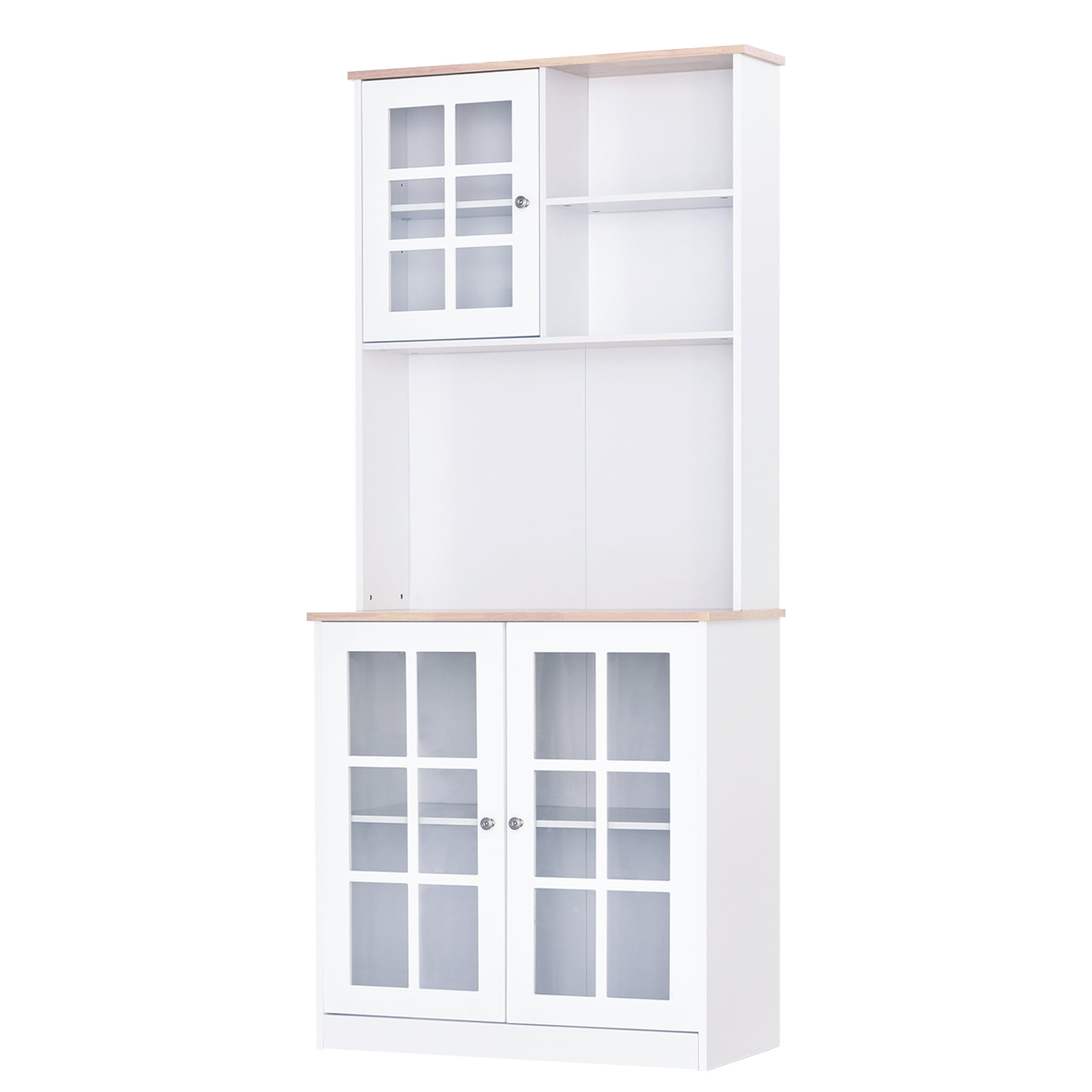 HOMCOM 72 Modern Kitchen Solid Storage Kitchen Cabinet Pantry with Sleek Minimal Design & Ample Storage Space White