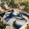 thumbnail image 2 of Outdoor Rug 4x6 ft Blue Gold Abstract Marble Texture Waterproof Outdoor Patio Rug Mat Non Slip Outside Area Rugs Carpet for RV,Camping,Porch,Deck,Pool,Balconybackyard,Modern Fluid Art Line, 2 of 9