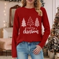 thumbnail image 2 of larppty Christmas Shirts for Women: Merry Christmas T Shirts Long Sleeve Christmas Tree Shirt Xmas Gift Blouse Tee Tops (Red, 3XL), 2 of 8