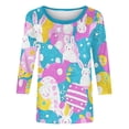 thumbnail image 4 of Ounisa Womens 3/4 Sleeve T Shirt Crew Neck Easter Bunny Printed Pullover Loose Fit Casual Spring Graceful Tops S-3XL, 4 of 7