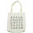 thumbnail image 1 of Alphabet Tote Bag, Monochrome Graffiti Typography Letters Print on Plain Background, Cloth Linen Reusable Bag for Shopping Books Beach and More, 16.5" X 14", Cream, by Ambesonne, 1 of 2