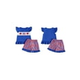 thumbnail image 2 of BemeyourBBs Toddler Baby Girls 4th of July Outfit Patriot Independent Day Clothes Fly Sleeve Embroidery American Flag Bow T Shirt Tops with Plaid Shorts Set Toddler Baby Girl Summer Outfit, 2 of 9