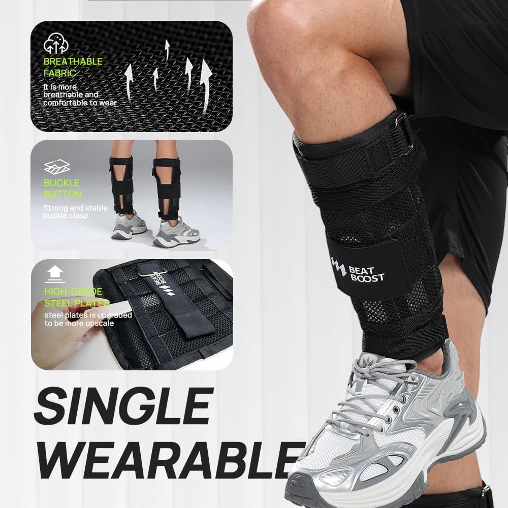 BeatBoost Ankle Wrist Weights 10lb Adjustable Loss Strength Training for Men Walking Pilates Exercise Workout Gym Aerobics Fitness