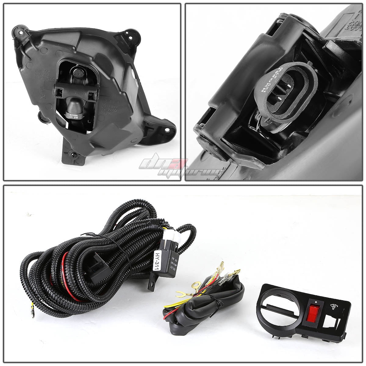 DNA Motoring Chrome Bumper Driving Fog Lights Kit w/Switch Wiring Harness For 10-12 Hyundai Genesis Coupe
