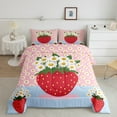 thumbnail image 3 of Manfei Red Strawberry 2pcs Bedding Comforter Set,Floral Daisy Twin Comforter Sets,Cartoon Flower Breathable Bedding Set,Microfiber Kawaii Room Decorative,Reversible, 3 of 8
