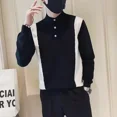 thumbnail image 5 of Suéteres de punto para hombre, ropa de hombre negra empalmada, jerseys con cuello, tendencia de negocios 2024, talla grande, holgados, diseñador de lujo, Sheap, 5 of 5