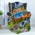 thumbnail image 4 of Summer Soft Flannel Fleece Throw Blanket, Collage with Summer Scenery Majestic Mountains Waterfalls High Lands Environment, Cozy Plush for Indoor and Outdoor Use, 50" x 70", Multicolor, by Ambesonne, 4 of 5