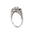thumbnail image 4 of Victorian Edwardian Solitaire Diamond Engagement Ring, Antique Openwork Filigree Ring, Milgrain Ring, Floral Cluster Engraved Shank Ring, 1.6 Ct Simulated Diamond, 14K White Gold Plated, 4 of 5